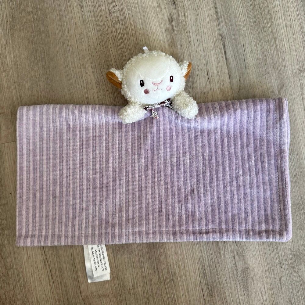 TJ Maxx Little Lamb Lovey Ribbed Lavender Purple Velour Security Blankie